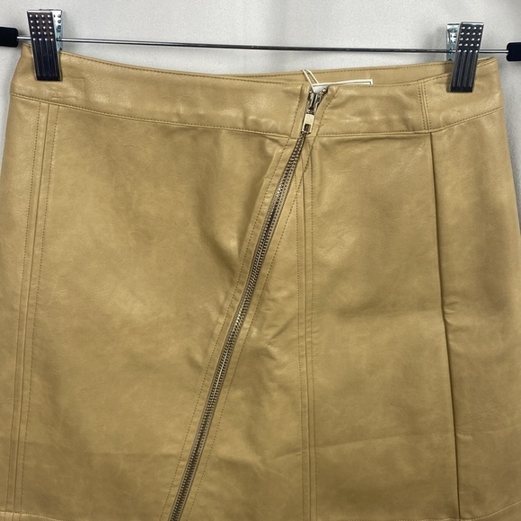 Anthropologie Sage The Label Bowie Faux Leather Mini Skirt - Taupe - Size Small - Picture 5 of 12